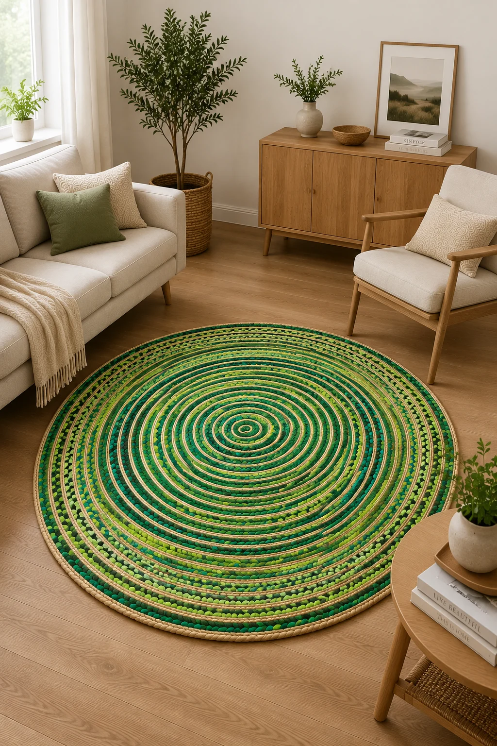 Handmade Green Braided Round Jute Rug2 Handmade Green Braided Round Jute Rug Eco-Friendly Natural Area Rug