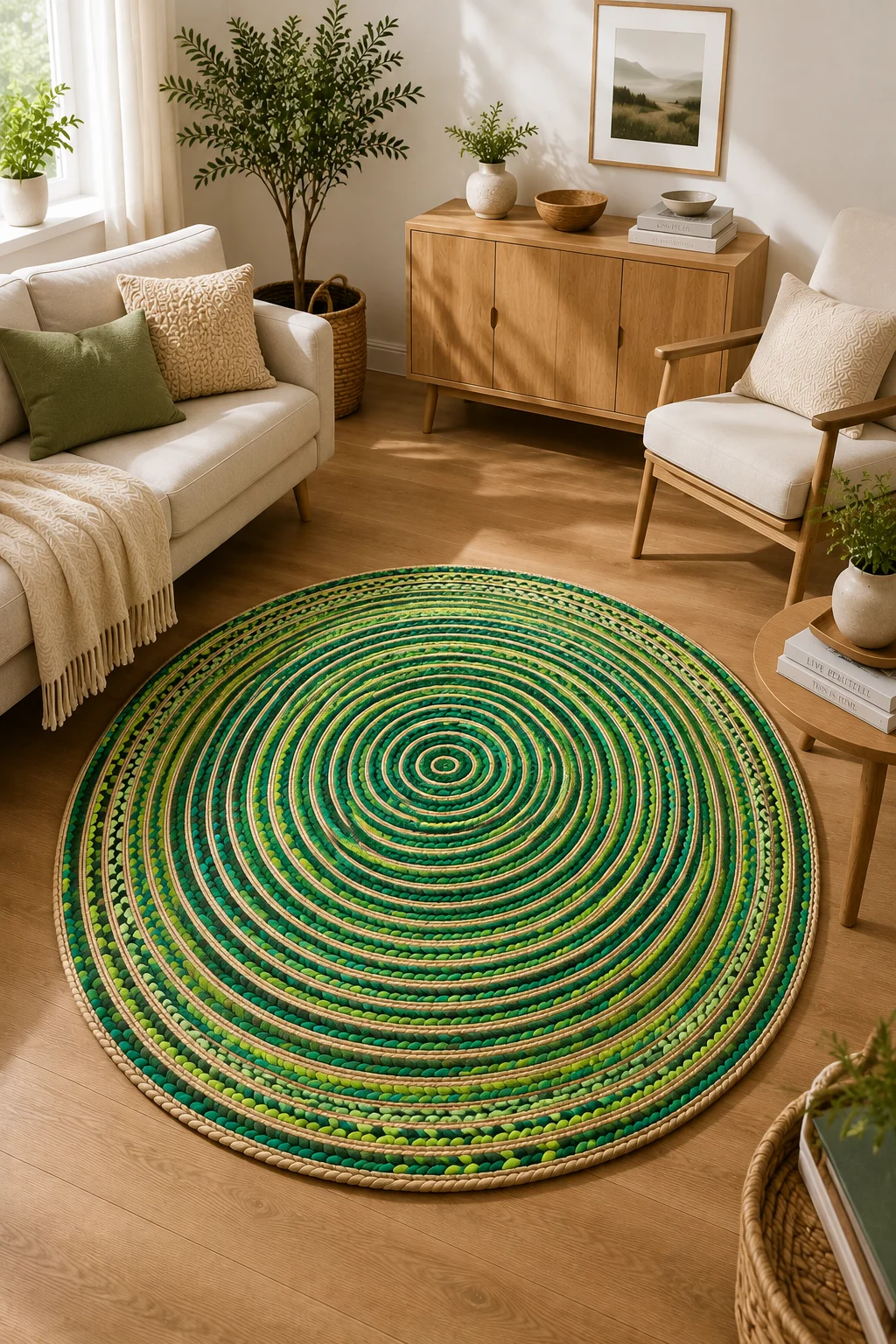 Handmade Green Braided Round Jute Rug6 Handmade Green Braided Round Jute Rug Eco-Friendly Natural Area Rug