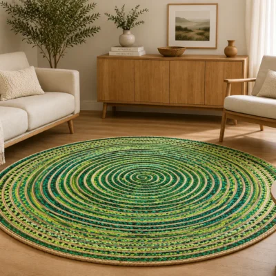 Handmade Green Braided Round Jute Rug7 Handmade Green Braided Round Jute Rug Eco-Friendly Natural Area Rug