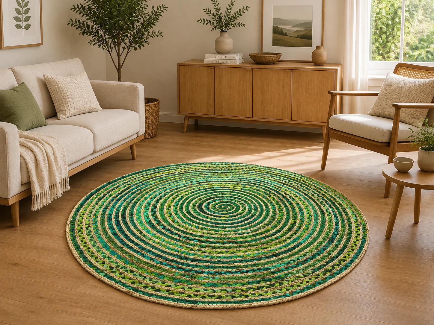 Handmade Green Braided Round Jute Rug9 Handmade Green Braided Round Jute Rug Eco-Friendly Natural Area Rug