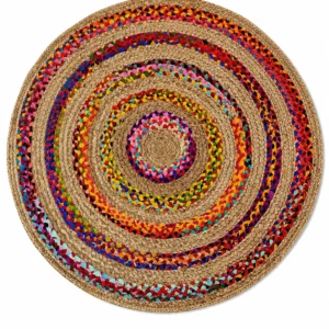 Handmade Multicolor Jute Round Rug