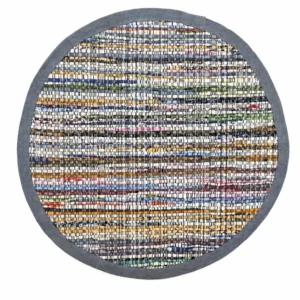 Handmade Multicolor Round Woven Rag Rug – Recycled Fabric Area Rug