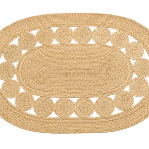 Handmade Natural Jute Oval Braided Rug Boho Geometric Area Rug for Living Room
