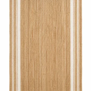 Handwoven Natural Jute Rug with a Clean White Edge