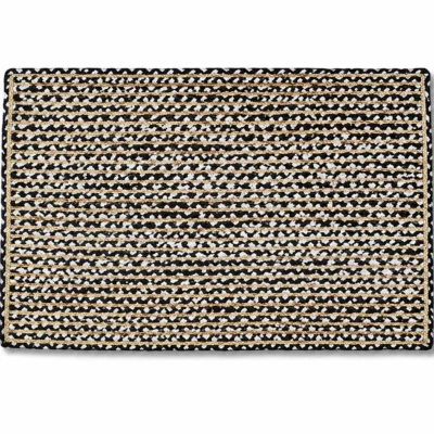 Handmade Black & Natural Braided Cotton Jute Area Rug