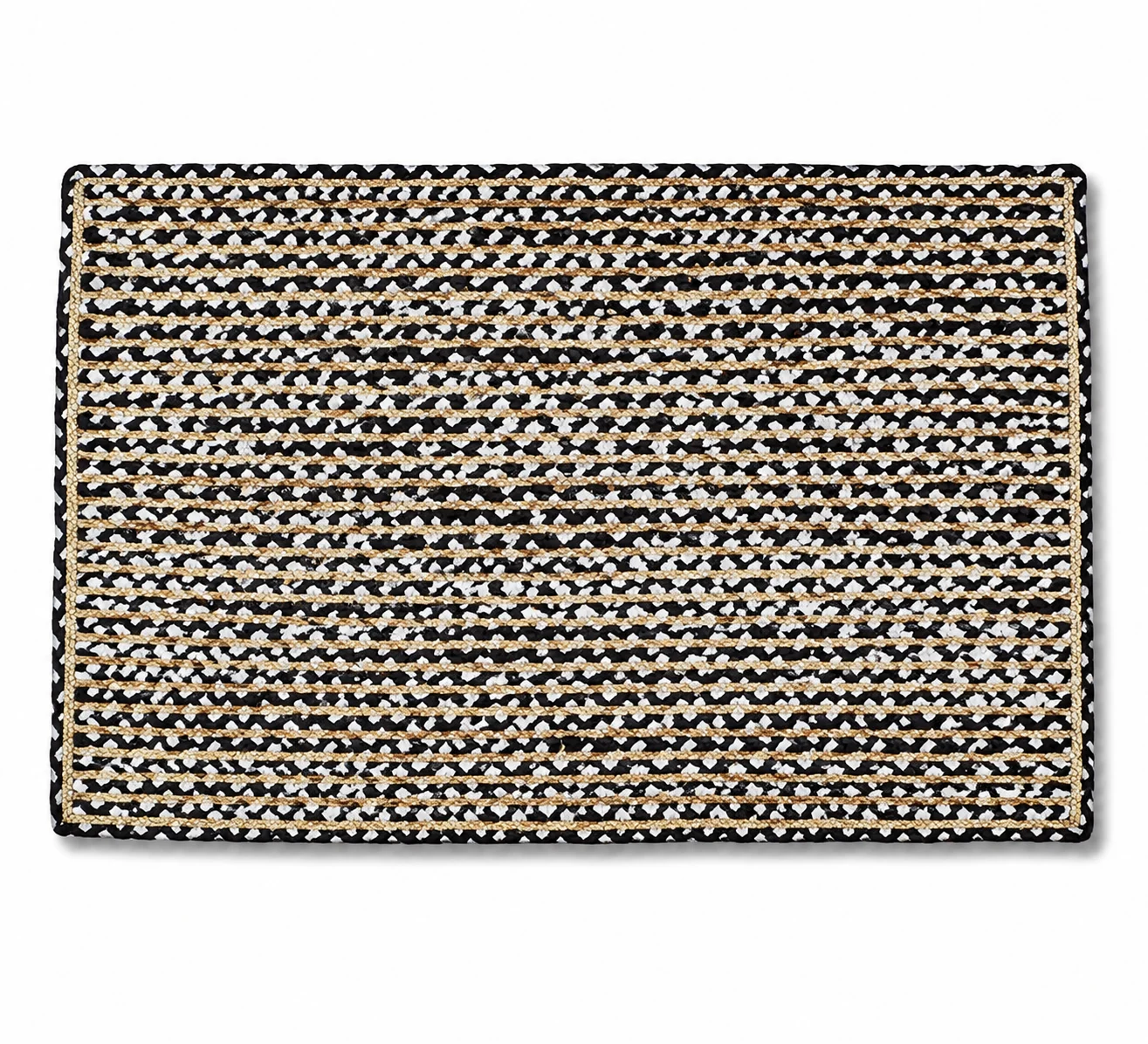 Handmade Black & Natural Braided Cotton Jute Area Rug