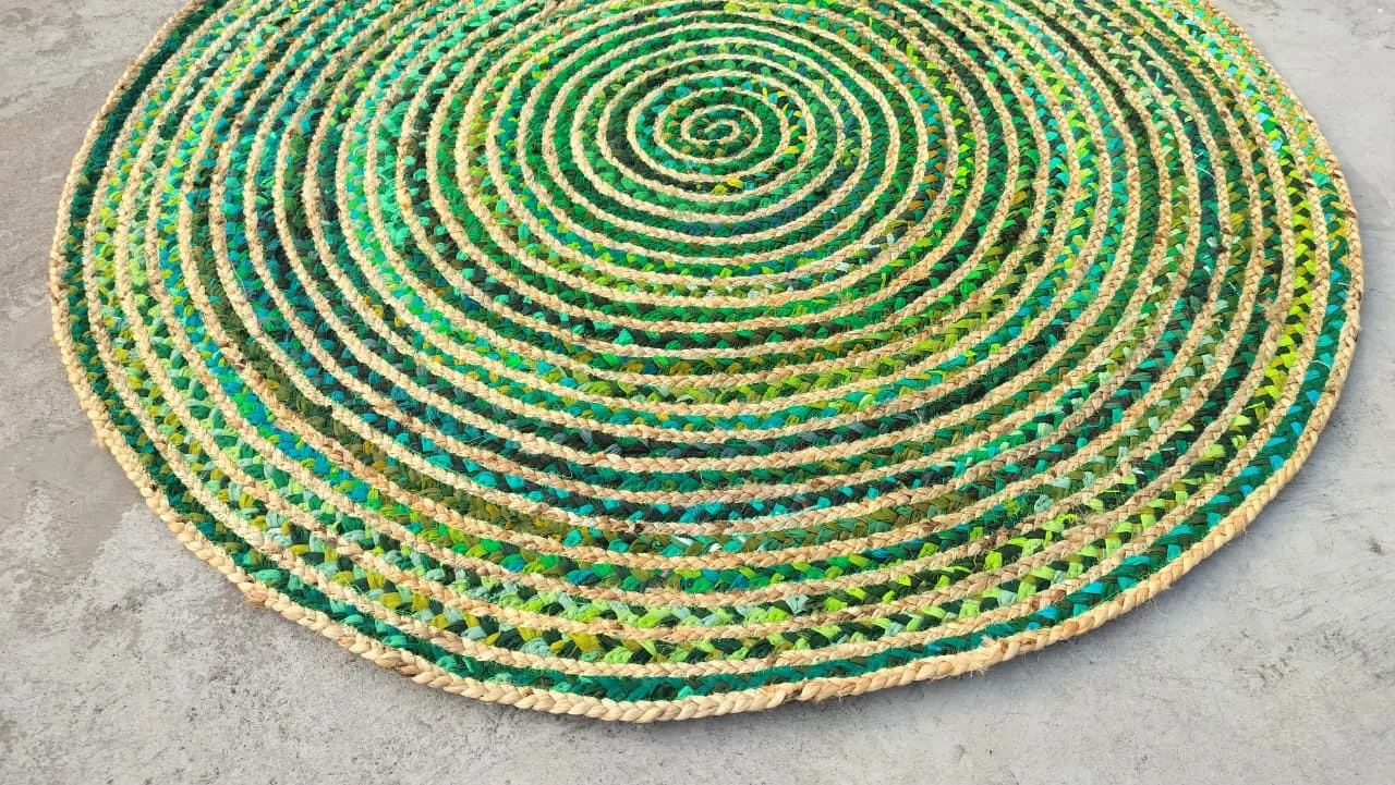WhatsApp Image 2026-07-27 at 7.25.42 PM Handmade Green Braided Round Jute Rug Eco-Friendly Natural Area Rug
