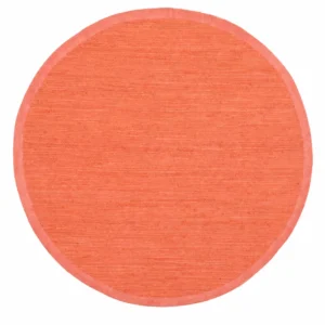 Handmade Coral Orange Round Rug | Cotton Area Rug