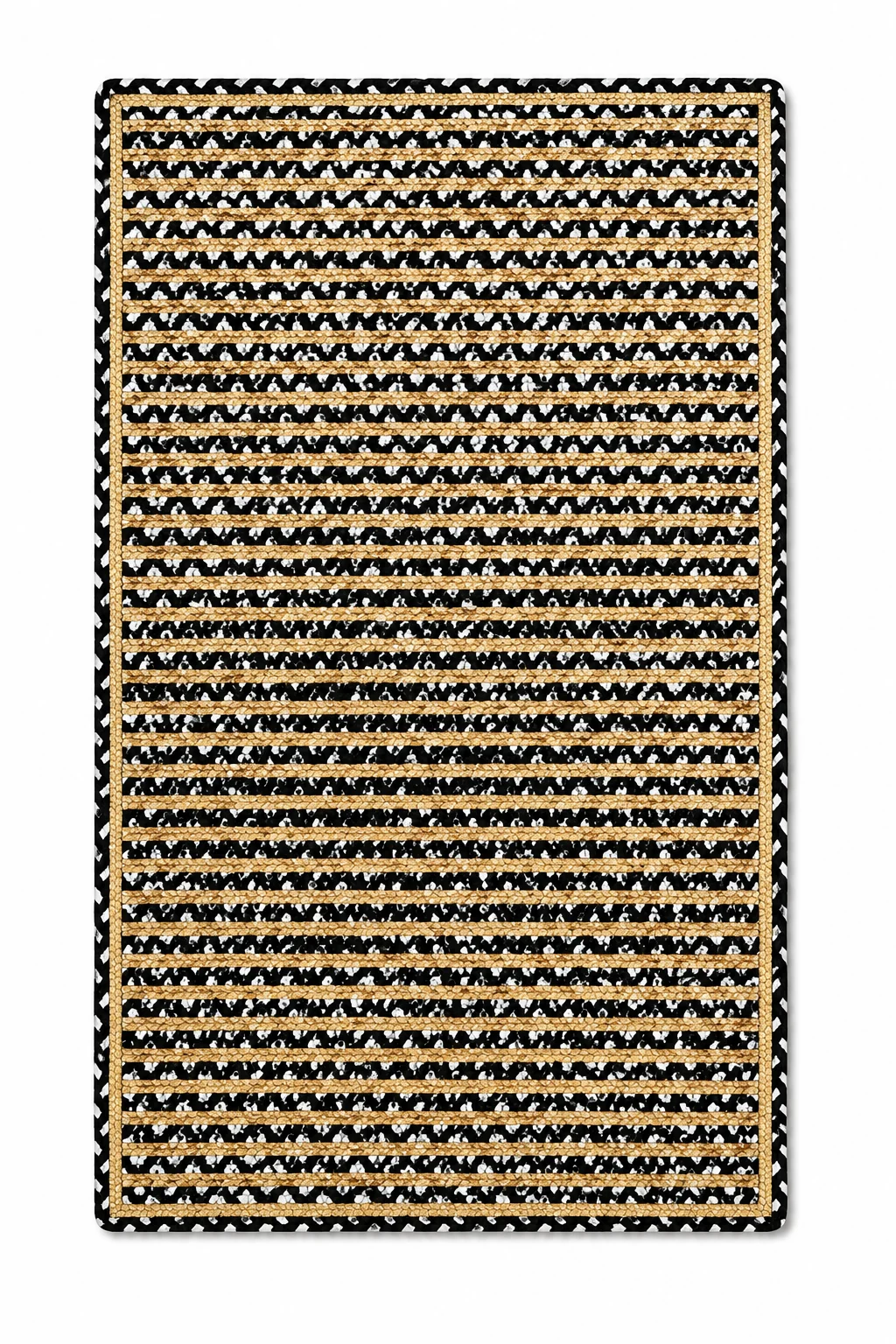 Handmade Black & Natural Braided Cotton Jute Area Rug