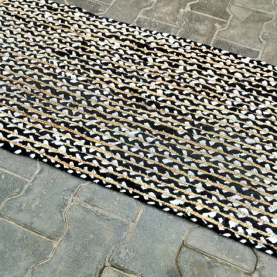 Handmade Black & Natural Braided Cotton Jute Area Rug