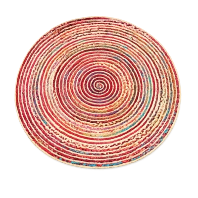 Handwoven Round Multicolor Boho Jute Rug