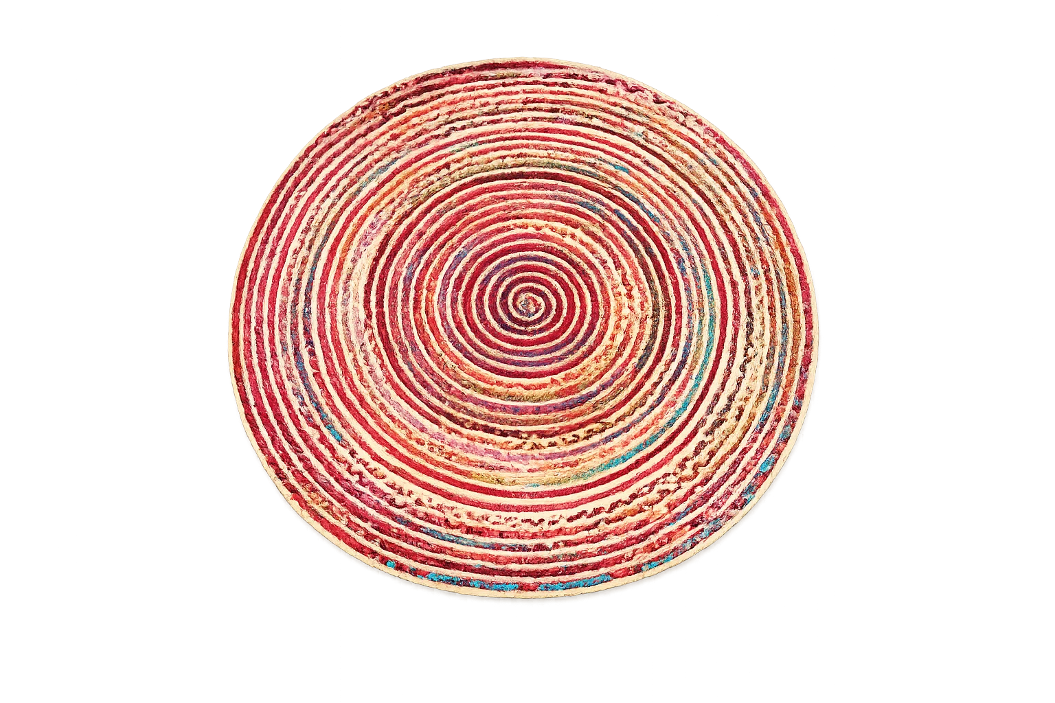 Handwoven Round Multicolor Boho Jute Rug