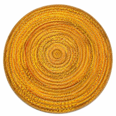 Handmade Yellow Braided Round Jute Rug